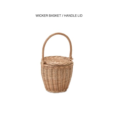 WICKER BASKET HANDLE LID / ナチュラルで心地良いインテリア収納にエコなスタイリングのバスケット / 柳