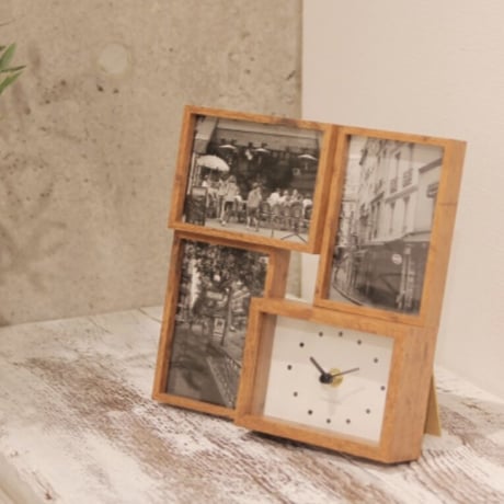 Photo frame in CLOCK / TEAK , ASH / フォトフレーム イン クロック / 壁掛け時計 / 置時計 / 時計 / ギフトやプレゼント お祝いに / ポストカード