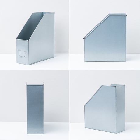 A4 FILE STAND / 無機質なインテリアに溶け込むブリキ素材のファイルボックス / 1BOX w110×d280 h310(mm)