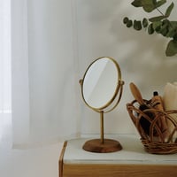 BRASS 'N' WOOD DESKTOP MIRROR / 真鍮と天然木の洗練されたスタンドミラー / Sサイズ , Lサイズ