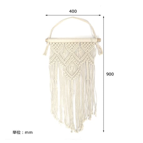 MACRAME / マクラメタペストリー/ 天然素材 ナチュラルコットン / サイズ▷W400×D25×H900mm