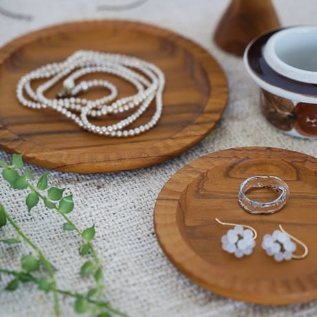 Teak wood tray / チーク材 / ディスプレイ /ラウンド S , M / オーバル / Sサイズ , Mサイズ