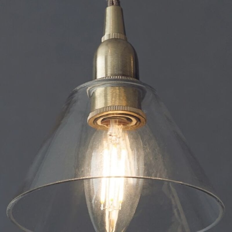 コニック ペンダントライト / ミニガラスシェード クリア + 真鍮灯具