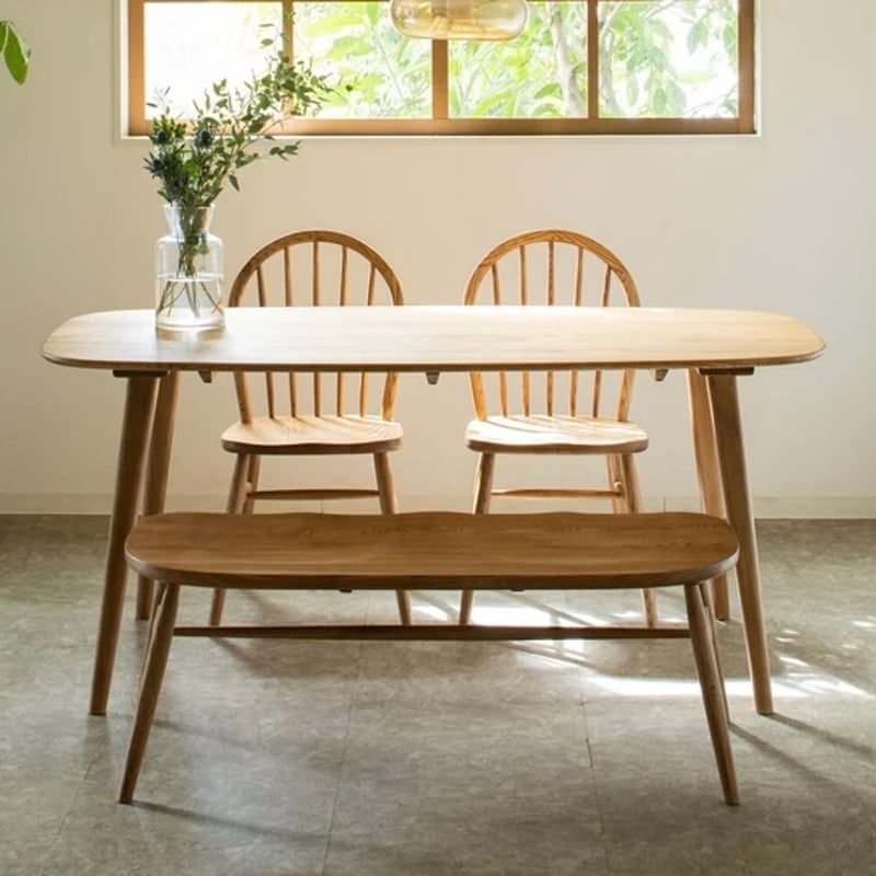 アッシュ無垢材 ダイニングベンチチェア / 背なしベンチ / 120cm幅