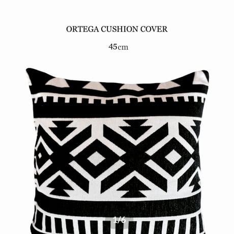 ORTEGA CUSHION COVER / BLACK 45×45cm / クッション / クッションカバー / オルテガ