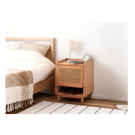 WOOD × RATTAN NIGHT TABLE / ナチュラルなスタイルのかごめ編みラタンを使用したナイトテーブル / 北欧スタイル / ナチュラルインテリア / サイドテーブル