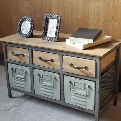 WOOD×IRON MINI CHEST / ドロワー チェスト / ミニチェスト / キッチン収納 / リビング収納 / サイズ : W54xD22xH32 cm