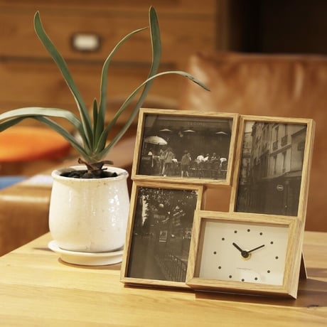 Photo frame in CLOCK / TEAK , ASH / フォトフレーム イン クロック / 壁掛け時計 / 置時計 / 時計 / ギフトやプレゼント お祝いに / ポストカード