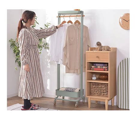 HANGER + WAGON RACK / 北欧テイストの細部まで優しい丸いデザインのハンガー収納 / 北欧ナチュラル