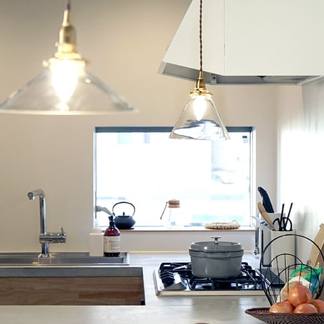 AXCIS GRASS × BRASS PENDANT LIGHT / E26 真鍮灯具 / シーリングカバー付属 / ガラスシェード / タイプ A