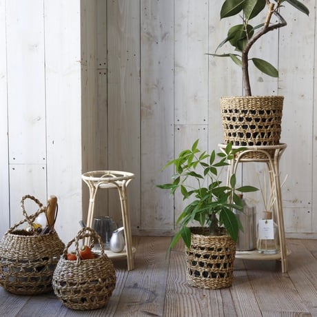 RATTAN PLANT STAND / Sサイズ , Lサイズ / ナチュラルな美しさを引き立てる2段プラントスタンド