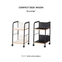 DESK WAGON WOOD EDGE 02 / 2段 幅32cm / デスクワゴン / WHITE , BLACK / サイズ : W32.5×D34×H60cm