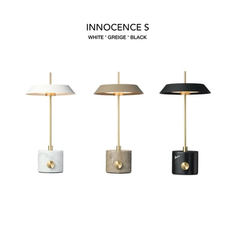 INNOCENCE LED - TABLE LAMP / 異なる素材を組み合わせた ミッドセンチュリーテイストのテーブルランプ / WHITE , GREIGE , BLACK