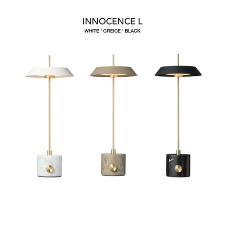 INNOCENCE LED - TABLE LAMP / 異なる素材を組み合わせた ミッドセンチュリーテイストのテーブルランプ / WHITE , GREIGE , BLACK