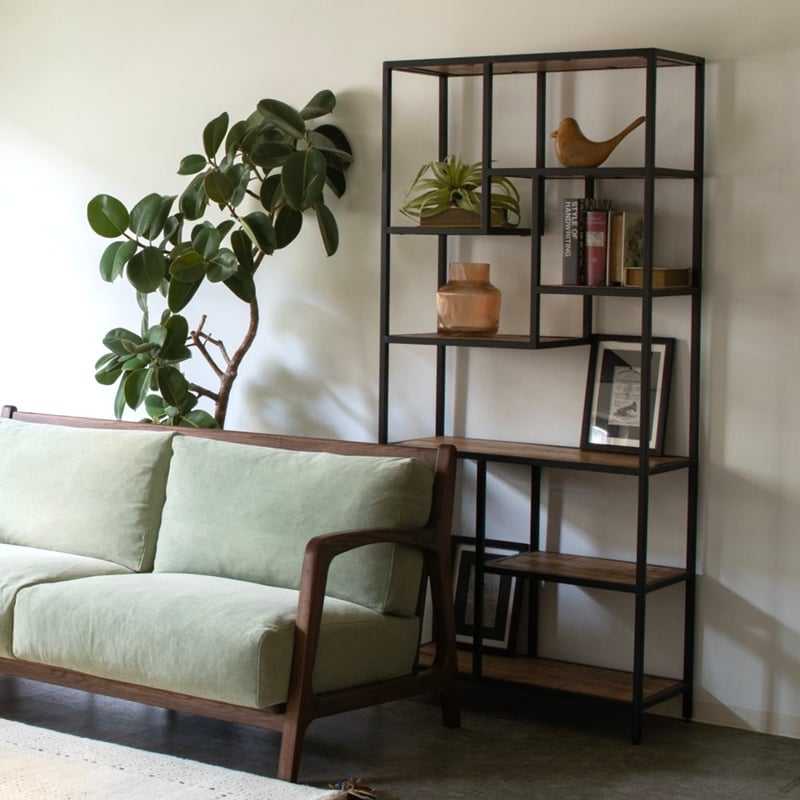 イマン　飾り棚 IRON + WOOD HIGH SHELF / マンゴー材 / W800×D350×H18