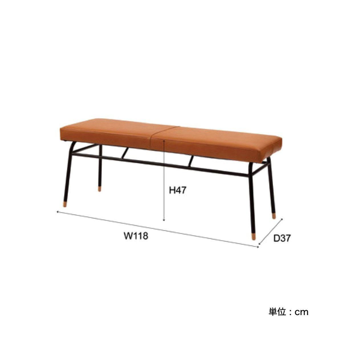 LEATHER DINING BENCH / 本革のヴィンテージライクなベンチ / 2人掛け