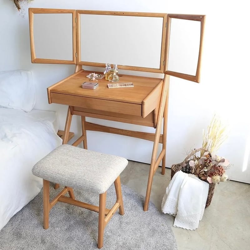組立式ドレッシングテーブル ミラー・スツール付き MDF 素材 寝室に