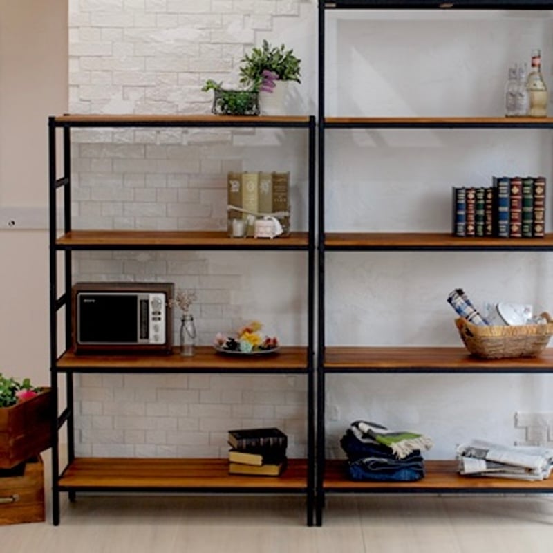 IRON × WOOD RACK04 / 棚板が可動式の4段シェルフ / 4段ラック /