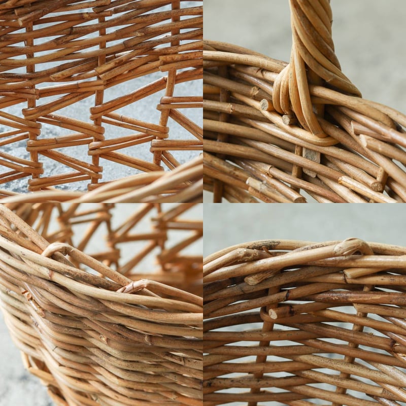RATTAN RETRO OVAL BASKET / 天然素材の皮付きラタンを贅沢に使用したオ RATTAN RETRO OVAL BASKET / 天然素材の皮付きラタンを贅沢に使用したオ