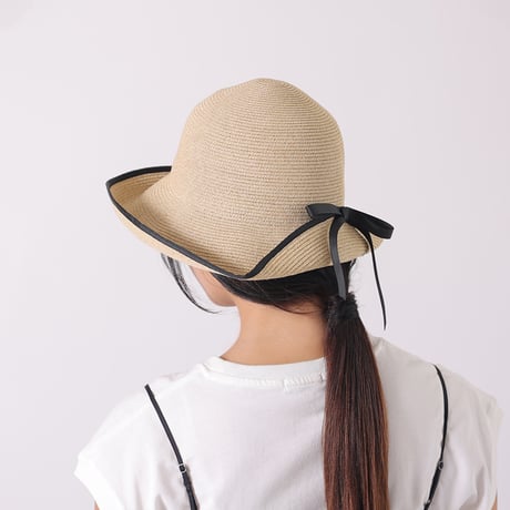 RIBBON HAT / リボンスタイルが可愛い折り畳み可能なペーパーブレードハット / ナチュラル , ベージュ / ハット