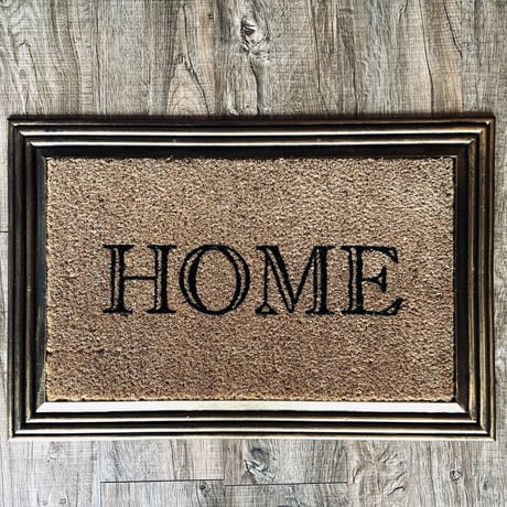 玄関マット HOME ,  FRAME GOLD  / Rubber & Coir  / 屋外 ドアマット / サイズ 40×60cm