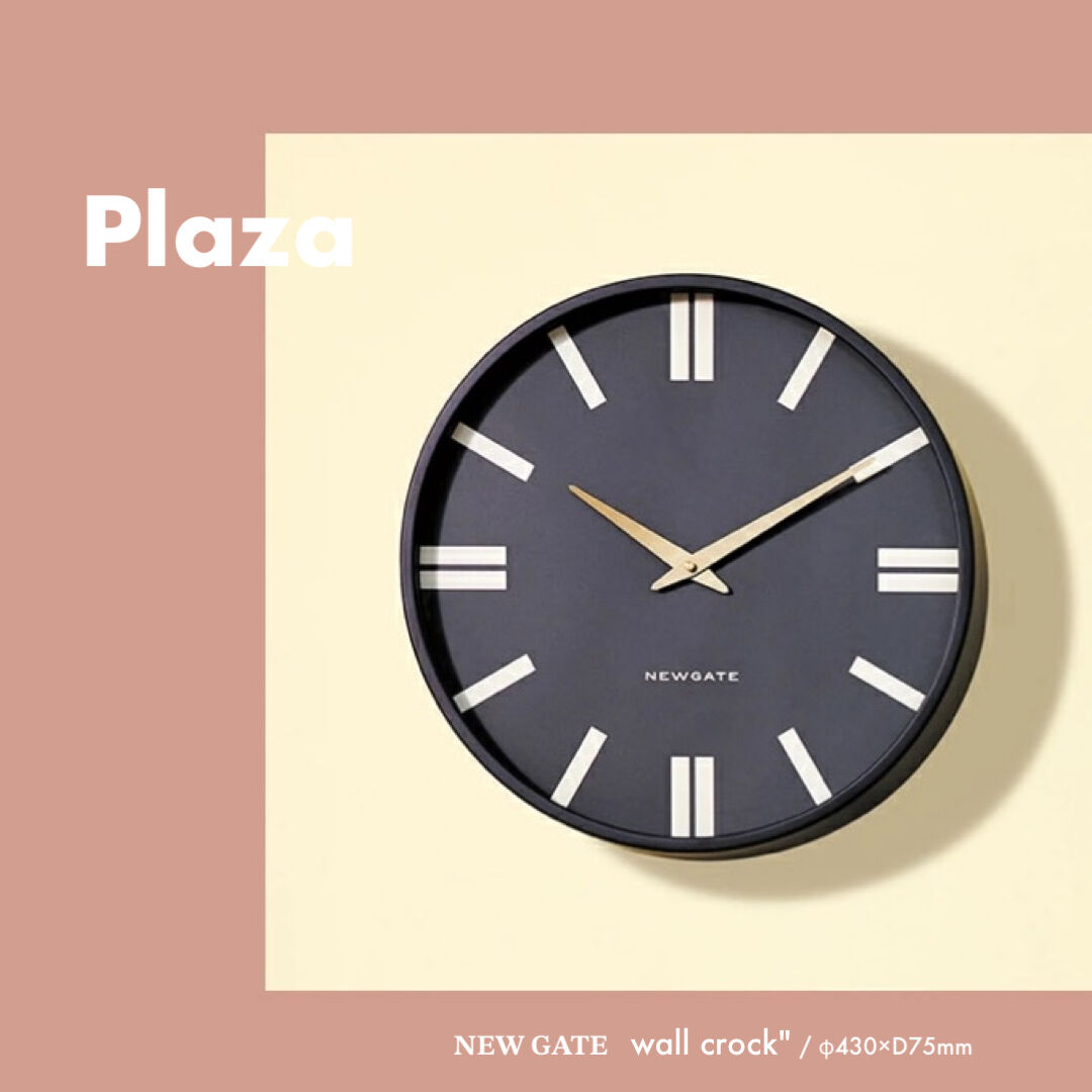 NEW GATE / Plaza - WALL CLOCK / GRAY , BLACK / NEW GATE / Plaza - WALL CLOCK / GRAY , BLACK /