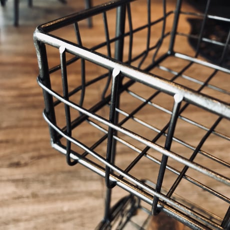 WIRE BASKET SHELF / 2CUPS / キッチンラック / ワイヤーバスケット / キッチン収納 / サイズ : w370×d160×h550mm