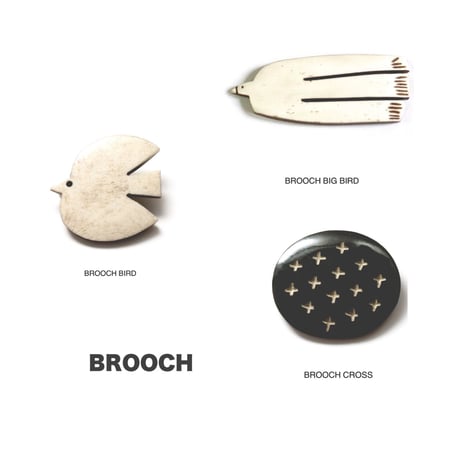 BROOCH by AXCIS / ボーン 水牛 / BIRD / BIG BIRD / CROSS / 洋服やバッグのアクセントに ほっこり可愛いボーン ブローチ