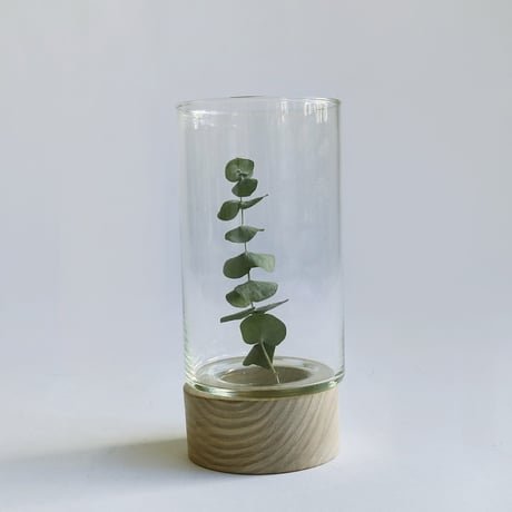 REUSE GLASS + WOOD / タモ材 / ストレート / フラワーベースボトル / ウッドとリューズガラスの組み合わせでナチュラルなスタイリング / shesay