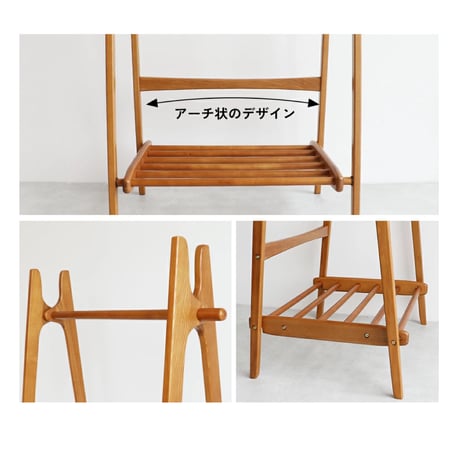 FOLDING HANGER RACK / 木肌の美しいアッシュ無垢材のスタイリッシュハンガーラック / フォールディング 折り畳み可能