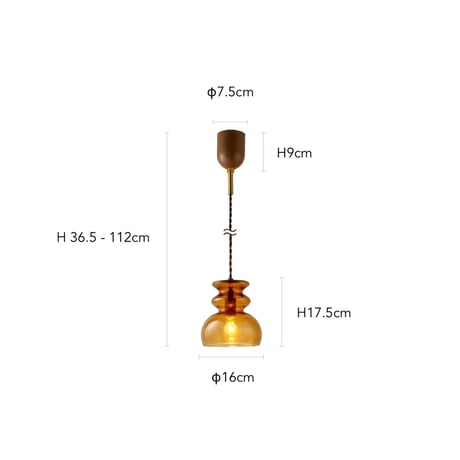 Mond PENDANT LIGHT / ミッドセンチュリーのデザインが特徴的なウェービーガラスのペンダントライト /  E17 / LED電球