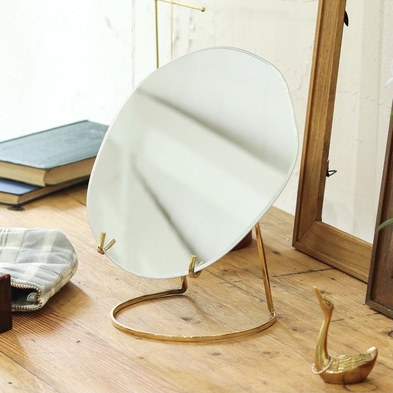 インテリアに映える 割れない スタンドミラー / BRASS STAND