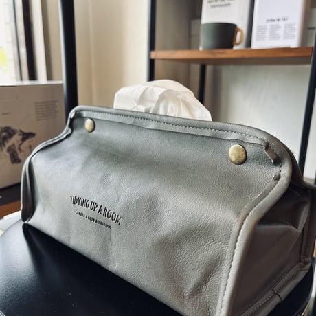 合皮素材のシンプルな収納ケース / ティッシュケース / ストレージボックス / ウォールポケット6  ▷DARK GRAY / 壁面収納 / レター収納