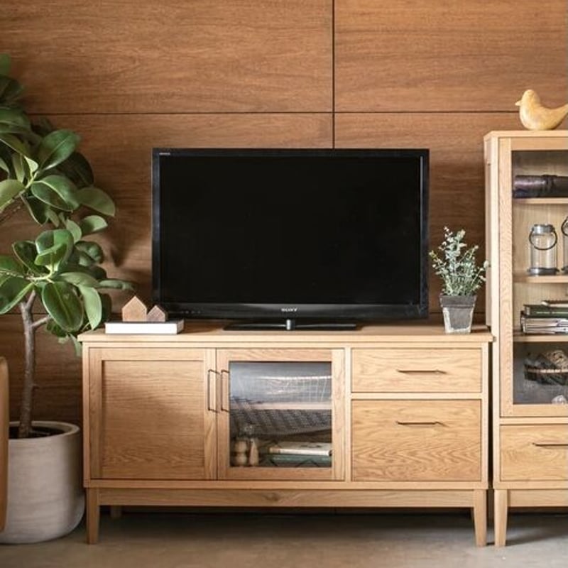 サイドボード / オーク材 / アイアン / ガラス キッチンキャビネット