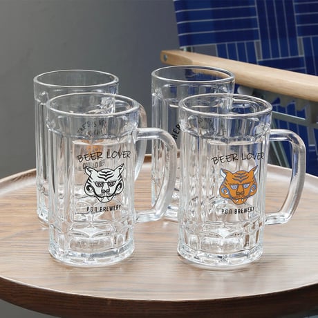 BEER LOVER MUG -PACK2- / ポップなタイガーのイラストが目を惹くユニークなビールジョッキ2個セット