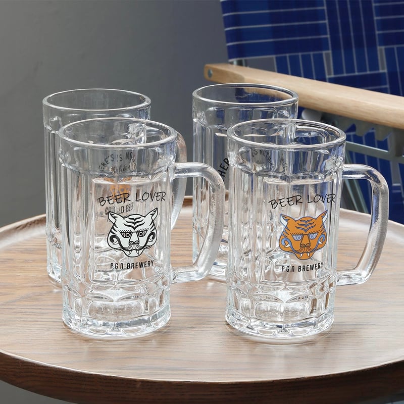 PBA KRUNK BEER MUG ビアグラス YGエンターテイメント BEER LOVER MUG -PACK2- / ポップなタイガーのイラストが目を惹く