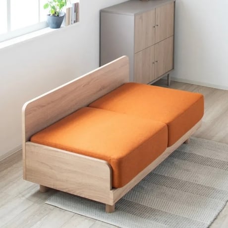 SOFA FABRIC 2P / GRAY , KHAKI , ORANGE / 体が沈み過ぎない固さのしっかりとした座り心地のソファ
