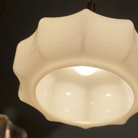 アーロットガラス ペンダントライト / E17 / ガラスシェードM （ WHITE , CLEAR ）真鍮灯具60cm , 100cm / シーリングカバー付き / LED電球対応 ※電球なし
