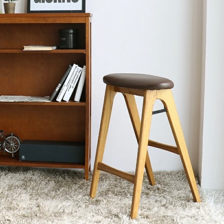 Folding Stool / アッシュ無垢材のフォールディングハイスツール / 合皮 BROWN , コーデュロイ KHAKI