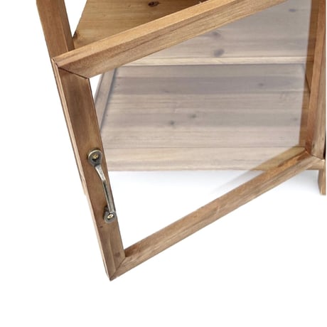 WOOD KITCHEN CABINET / 大きめサイズでたくさん収納 両サイドもガラス面 / サイズ : W380×D250×H400mm  キッチン収納キャビネット ガラスショーケース