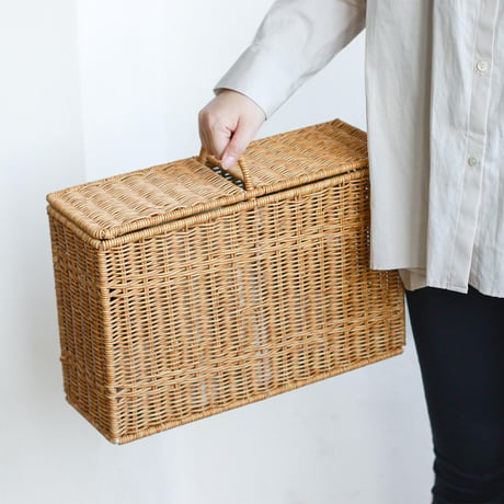 NATURAL HANDLE toilet paper BOX / かご編みのナチュラルなデザインの収納ボックス / ナチュラルスタイリング / トイレ収納