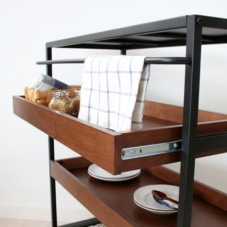 walnut × steel WAGON SHELF / 収納ワゴン / ラック  / キッチン リビング収納 / サイズ : W850×D420×H900mm / WAGON