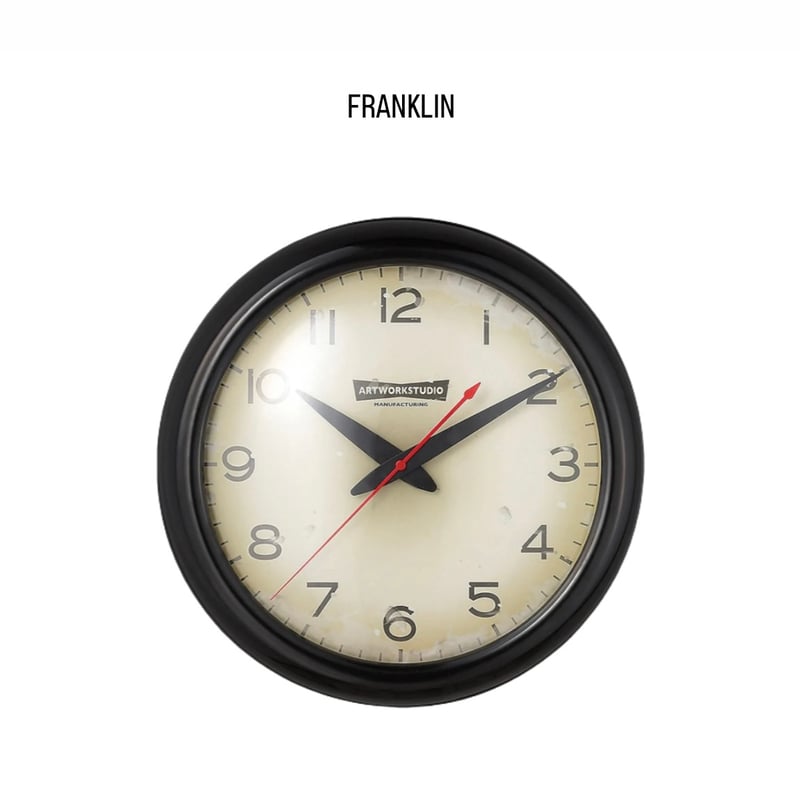 アートワークスタジオ フランクリン　クロック　掛け時計 インダストリアル フランクリン ウォールクロック FRANKLIN -clock / Black / ART W