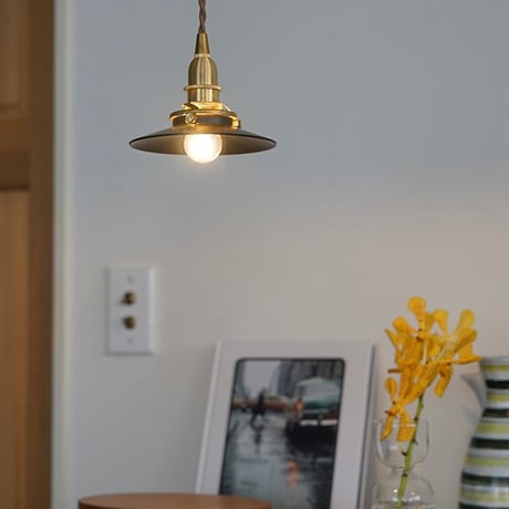 IRON MINI SHADE + BRASS PENDANT LIGHT 100cm / シーリングカバー付き / LED電球付/ リビング ダイニング照明 3点セット