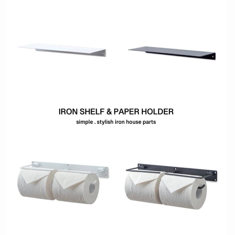 IRON stylish TOILET PAPER HOLDER W + SHELF L /