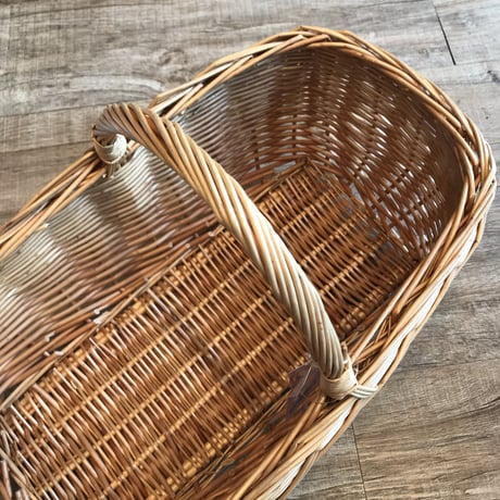 ワンハンドル バスケット / 天然素材 柳 / W40cm / キッチン収納 / 小物収納 / 玄関収納 / ランドリー収納