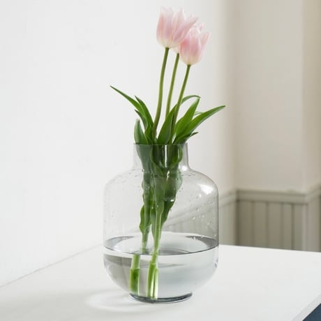 AXCIS ビッグベース グレー / CLEAR /  ガラスベース / 花瓶  SIZE  / 約直径 180×h250mm / HS2825