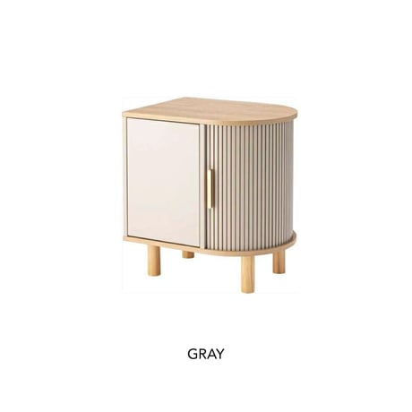ARCH CABINET / 端正な佇まいのリブデザイン スライド式収納キャビネット / BEIGE , GRAY