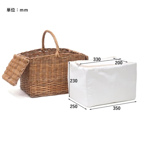 THE AROROG PICNIC BASKET / アンティークな雰囲気のピクニックバスケット / 保冷インナー付き ラタンバスケット