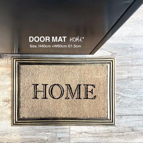 玄関マット HOME ,  FRAME GOLD  / Rubber & Coir  / 屋外 ドアマット / サイズ 40×60cm